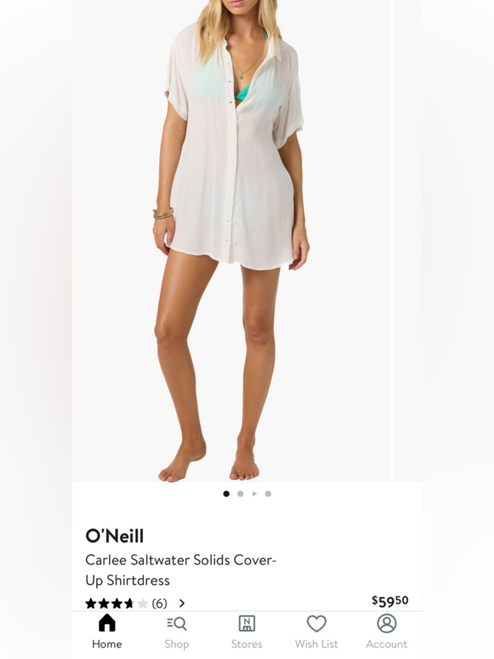 brand new O’Neill Saltwater Solids Carlee Coverup Dress